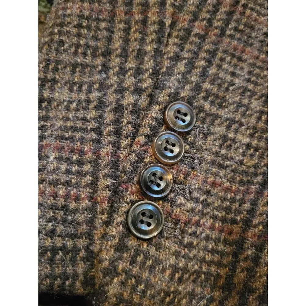 L.L. Bean Signature Blazer Men's 44 Brown Plaid Check Sport Coat Wool Classic